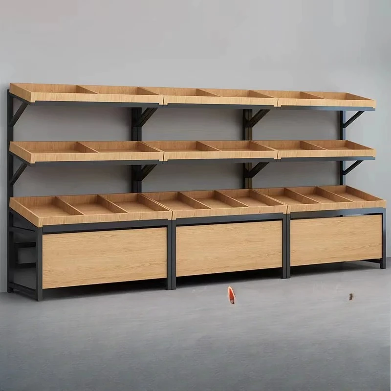 For Supermarket Fruit Display Rack, Creative Multi-Tier Produce Shelf with Bins, Vegetable Stand for Store