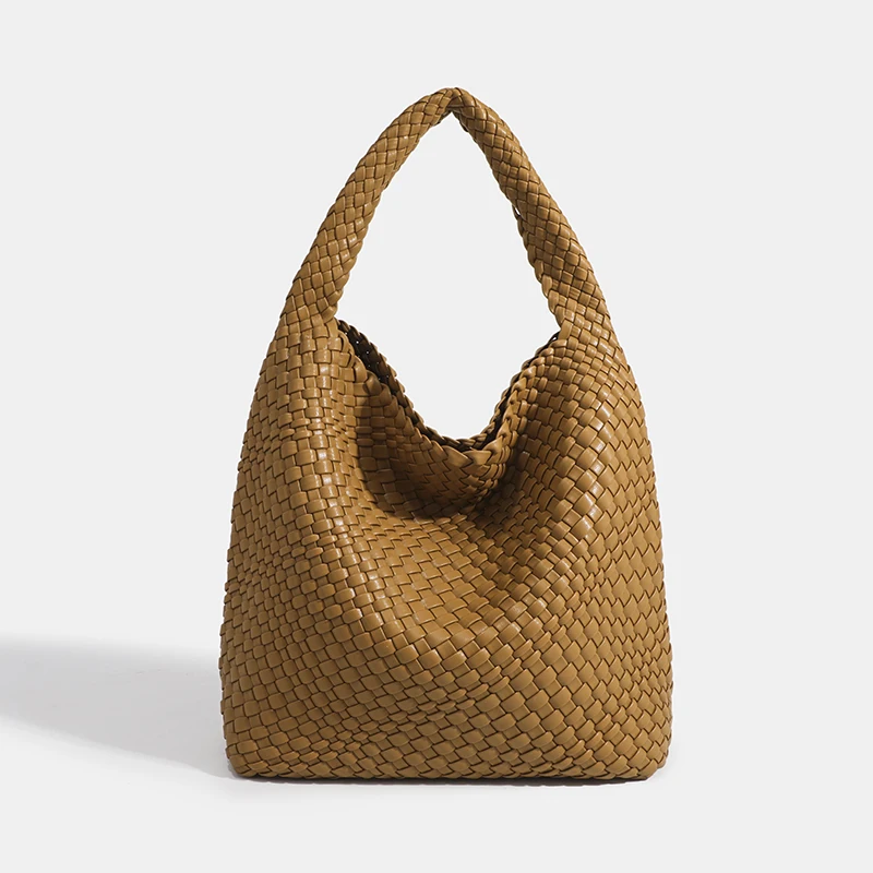 Gewebte Einkaufstaschen für Frauen weiche Leder Einkaufstasche gewebte Damen handtaschen Sommer Umhängetasche große Kapazität Top-Griff Tasche – Detail 11