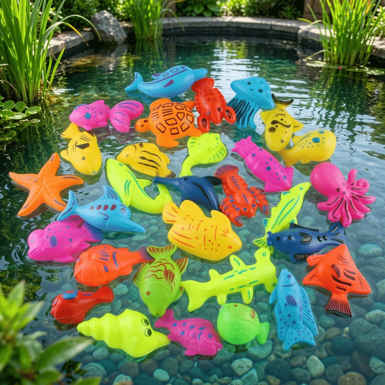 5 Pcs Colorful Floating Water Toys Set Random Plastic Marine Life Figures Metal Beads Aquarium Bathtub Vase Filler DIY TMZ