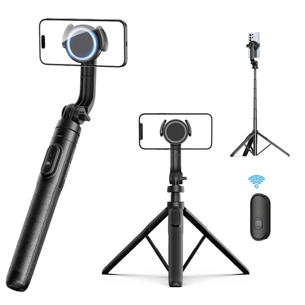 حامل ثلاثي القوائم عصا سيلفي مغناطيسية 2025 مع جهاز تحكم عن بعد لاسلكي 1.6 متر حامل هاتف قابل للتمديد لهاتف iPhone 16 15 14 13 12 11 Series Android