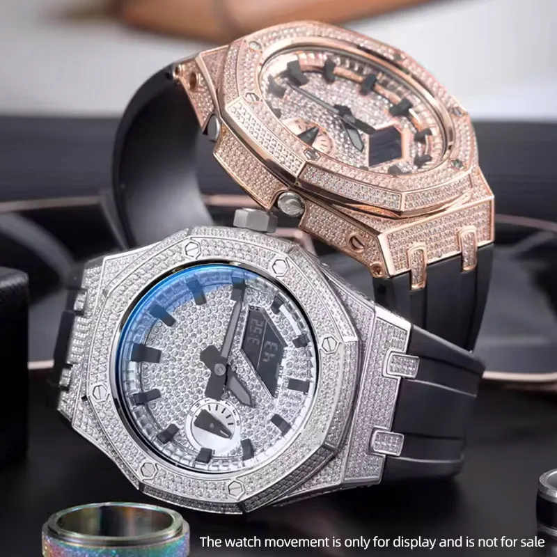 GA2100 Sparkling Diamond Case & Strap Set For Casio G-SHOCK Modified Farmer's Oak GA-2100 GA-2110 Starry Sky Diamond Dial
