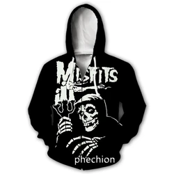 phechion New Fashion Men/Women Misfits 3D Print Long Sleeve Zip Hoodies Casual Men Loose Sport Zip Hoodies Tops J47