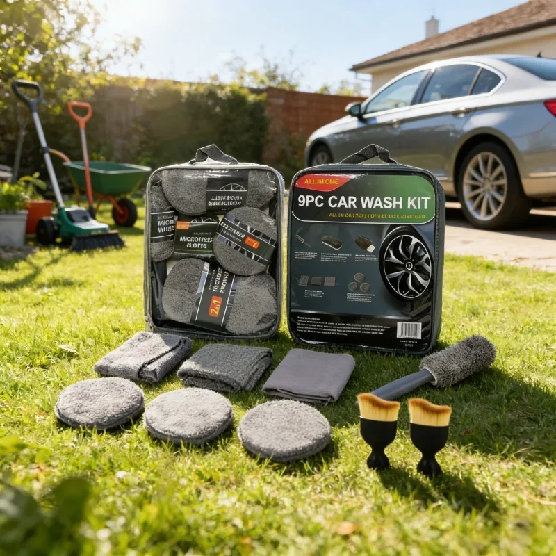 Mikrofaser 11-teiliges Auto-Reinigungsset Reifenbürste Kratzerentferner-Pads Detailing-Schwämme Essentielle Innenraum-Autopflege-Reinigungswerkzeuge