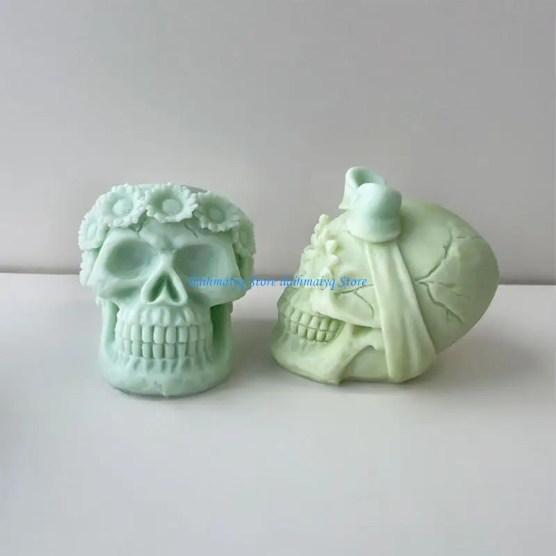 

573B Skull Head Silicone Mold DIY Halloween Ornament Epoxy Resin Plaster Molds
