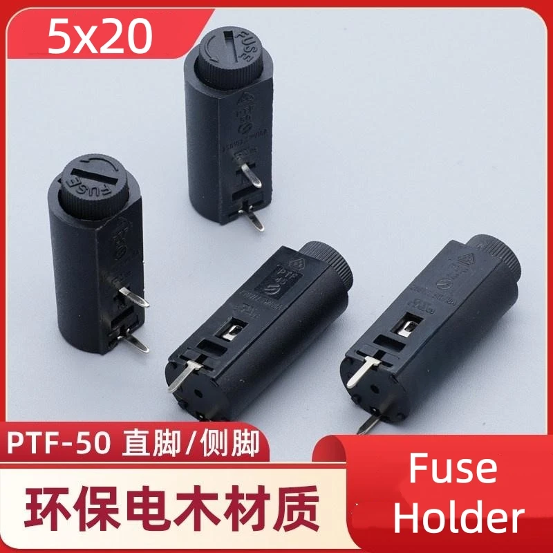 5PCS PTF-50/45 Fuse Holder 5x20 Fuse Holder Box PCB Board Mounting Straight Pin/side Pin Socket Pin Bakelite