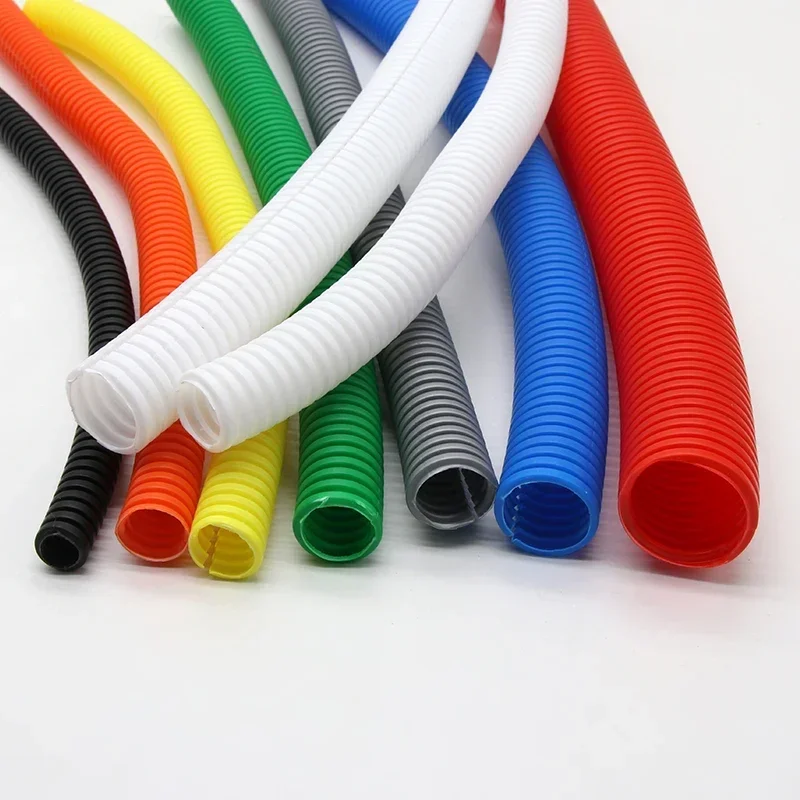 1/5/10M Corrugated Pipe Wire Spiral Cable Wrap Harness Wire Threading Plastic Wire Protection Sleeve Flexible Split Loom Tubing