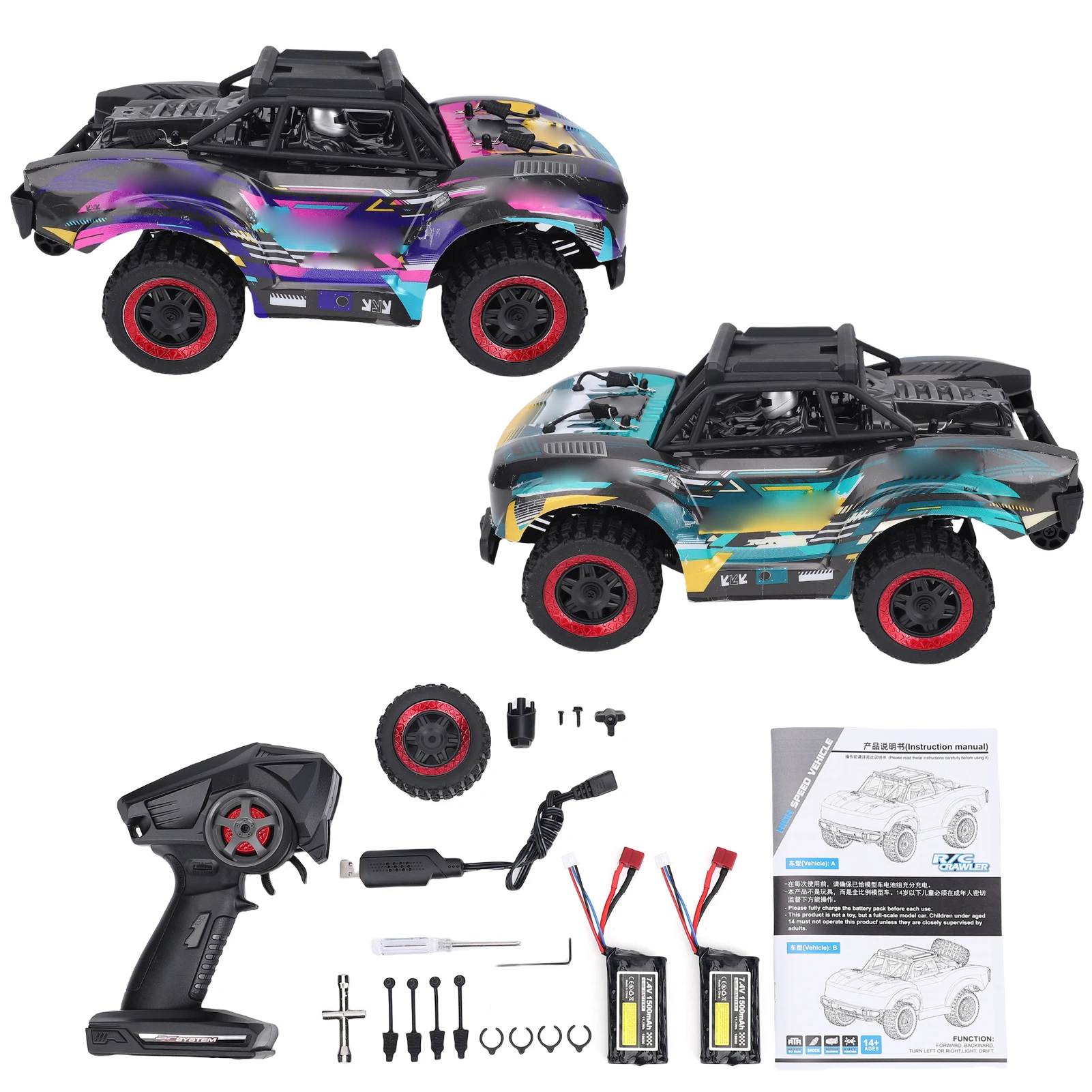 

4WD Remote Control Truck 1:18 Scale 2.4Ghz 30KM/H High Speed Remote Control Off-Road Car with LED Lights All Terrain Car