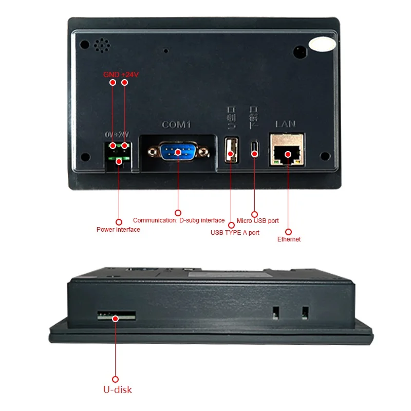 Huaqingjun 4,3-calowy ekran dotykowy LCD Ethernet RS485 232 Komunikacja DC19-30V HMI dla PLC