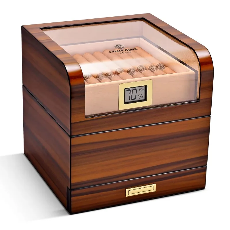 

Hot Sale New Classic Design Spanish Cedar Wood Large Capacity Cigar Humidor with Hygrometer and Humidifier