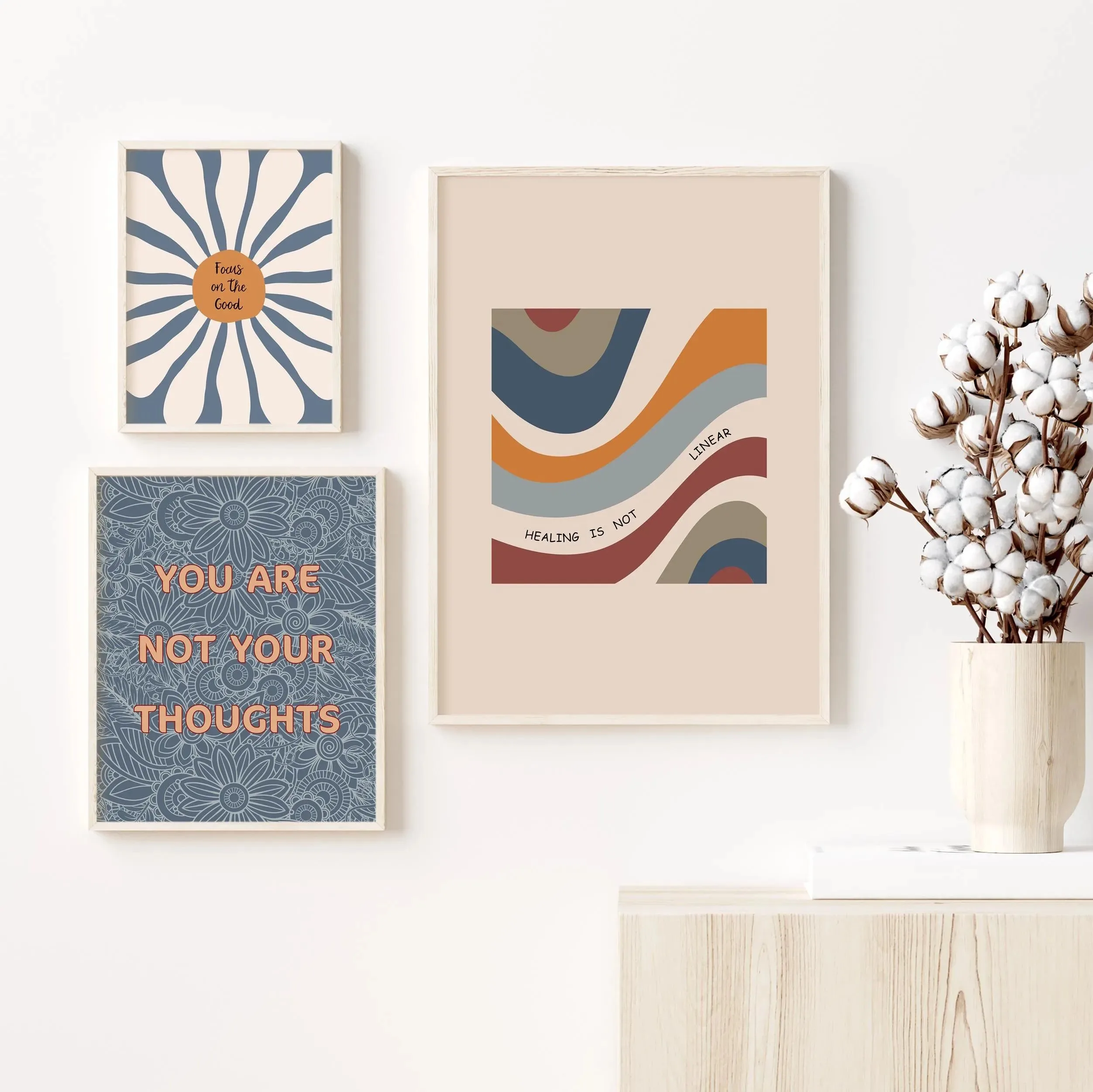 Mental Health Wall Art Collection Set of 6 Psychology Quote Posters Ideal for Counseling Room Decor Meaningful Wall Decoration