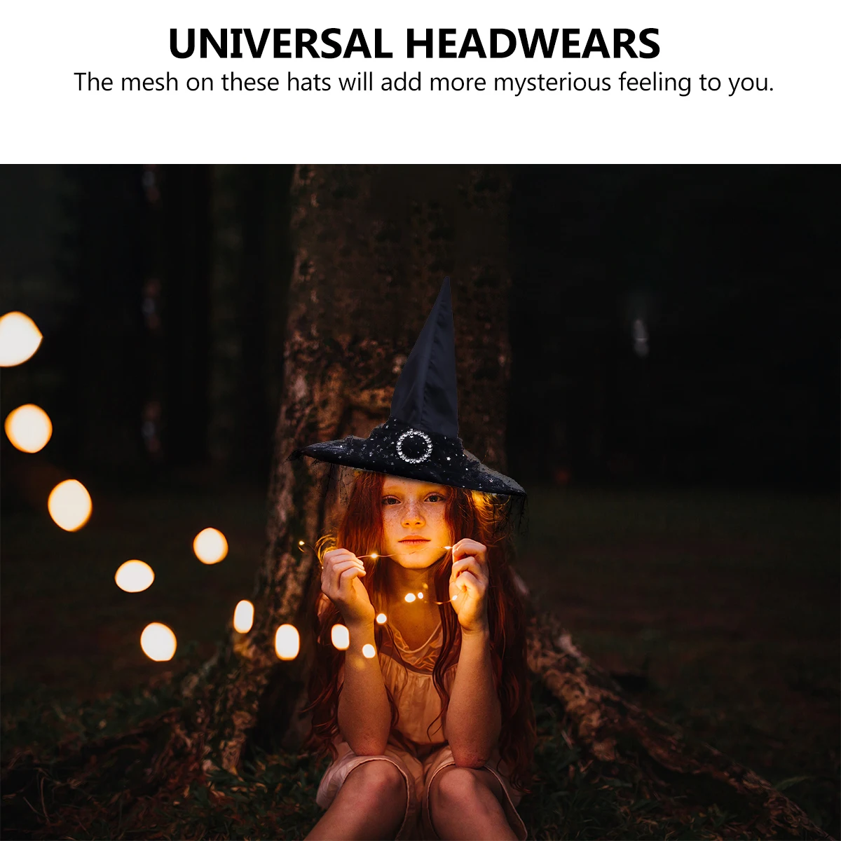 

2pcs Headwears Witch Hat Black Durable Mesh Cap Universal Witch Caps Universal Headwears Chic Wizard Decor Trendy Gifts
