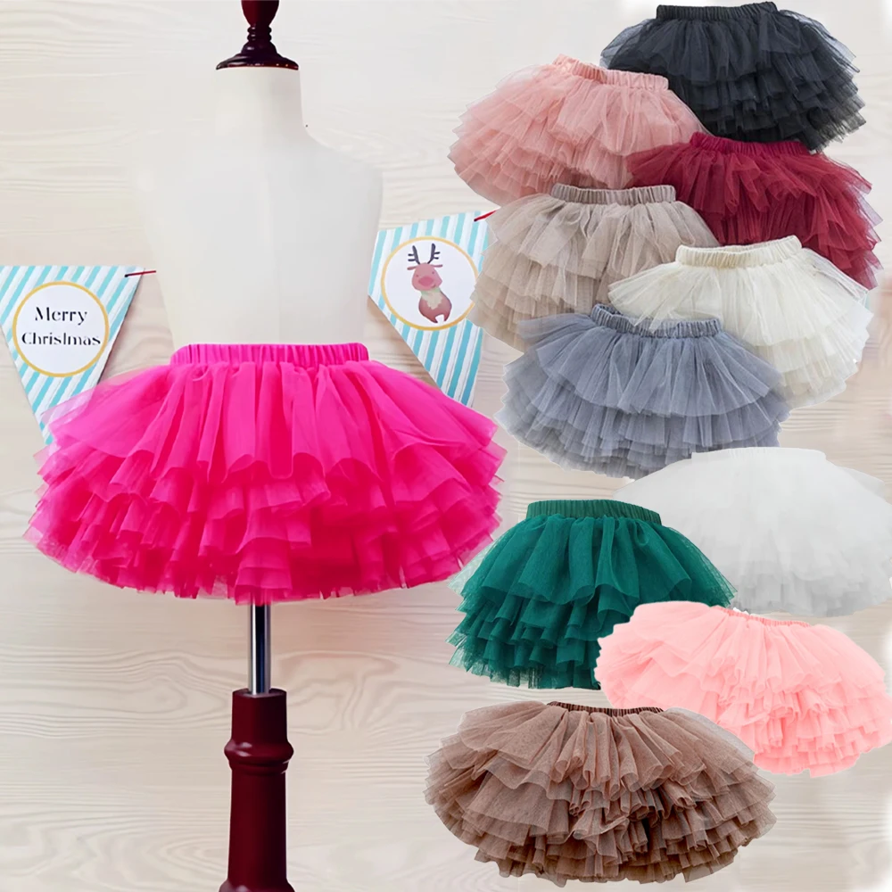 Baby Girls Tulle Skirt for Girl Tutu Princess Ball Gown Pettiskirt Ballet Dance Kids Party/birthday 6-Layer Gauze Skirt 1-7T