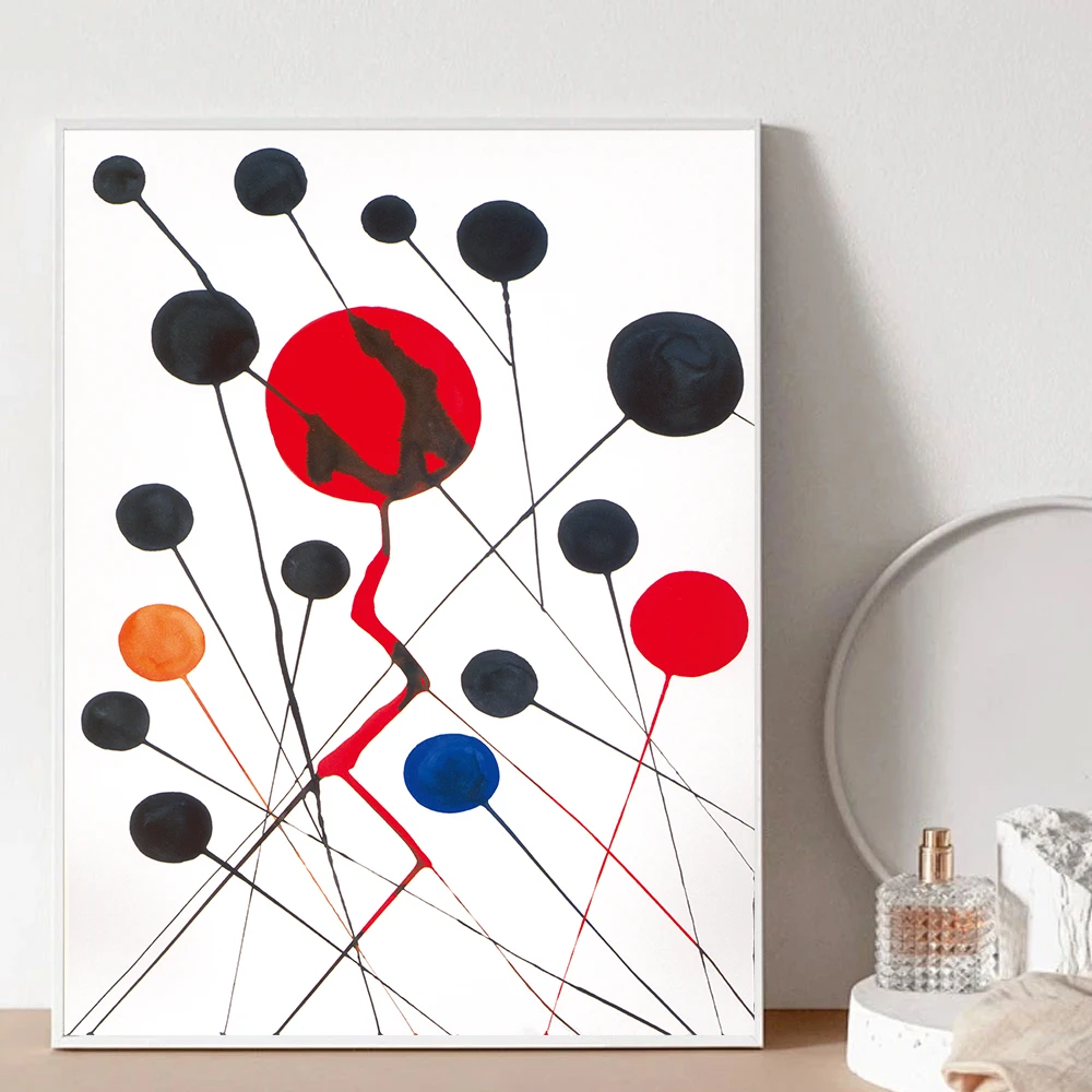 Canvas Print Painting Poster Red Yellow Blue Color Dots Lines Modern Simplicity Living Room Porch Bedroom Study Home Wall Decor