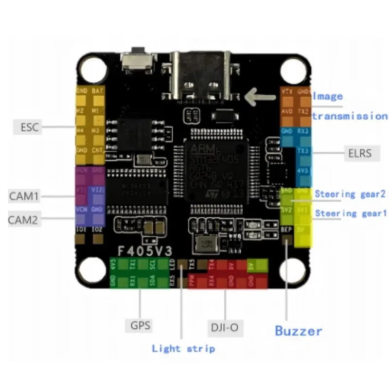 RockFlight RFFC F405 V3 وحدة تحكم في الطيران / F4 V3 FC + 60A 4in1 BLheli_S ESC لـ RC FPV Racing Drone Quadcopter Expand