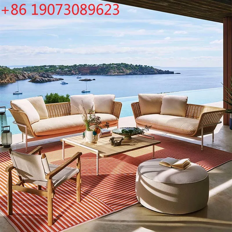 

Высококачественный открытый плетеный диван из ротанга для сада