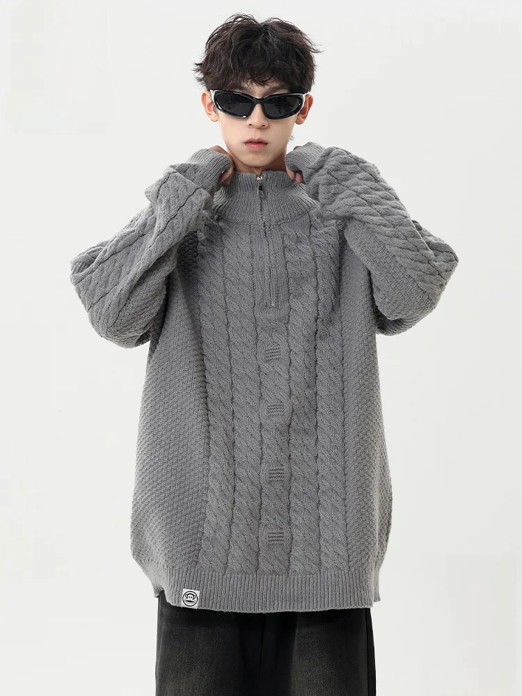 

PaulFrank Retro Knitted Sweater High Collar Zipper Couple's Midweight Polyester Fiber Soft Comfortable Long Sve Animal Pat...