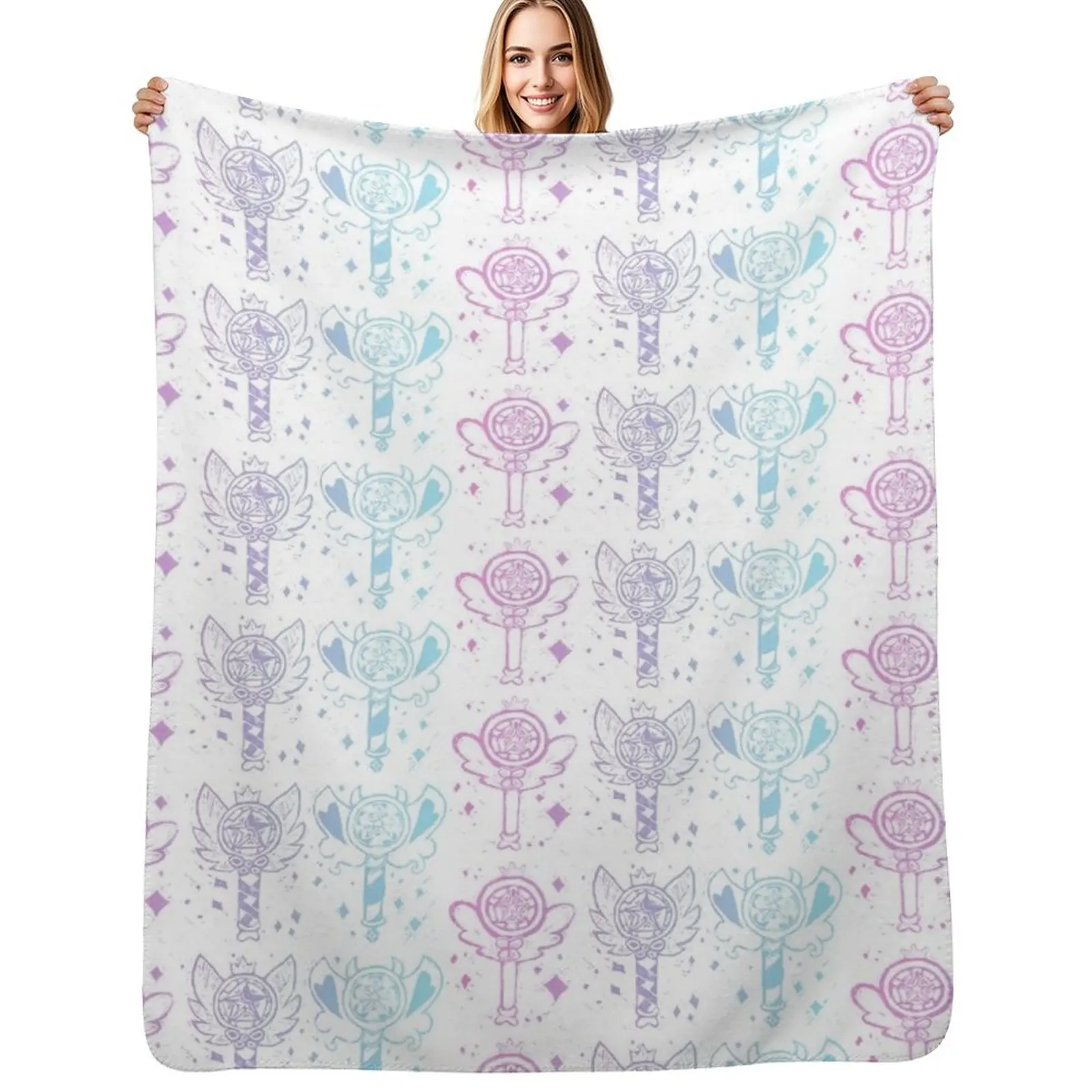 

Star's Wands Linocut Pattern Throw Blanket Cozy Throw Blanket Birthday Gift for Him Her