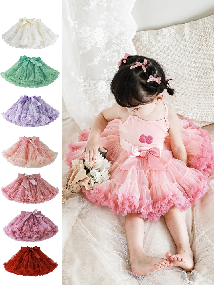 Children's Wear Girl's Gauze Skirt Summer Cute Bow Thousand-layer Princess Skirt Sweet Baby Fluffy Skirt