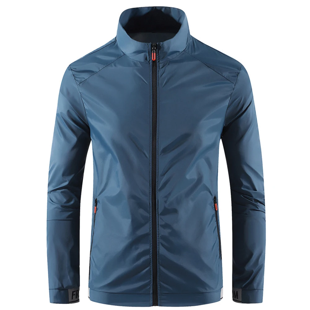 

Stylish Comfy Men Coat Outdoor Breathable Casual Fishing Long Sleeve Regular Skin Clothing Solid Color Stand Collar