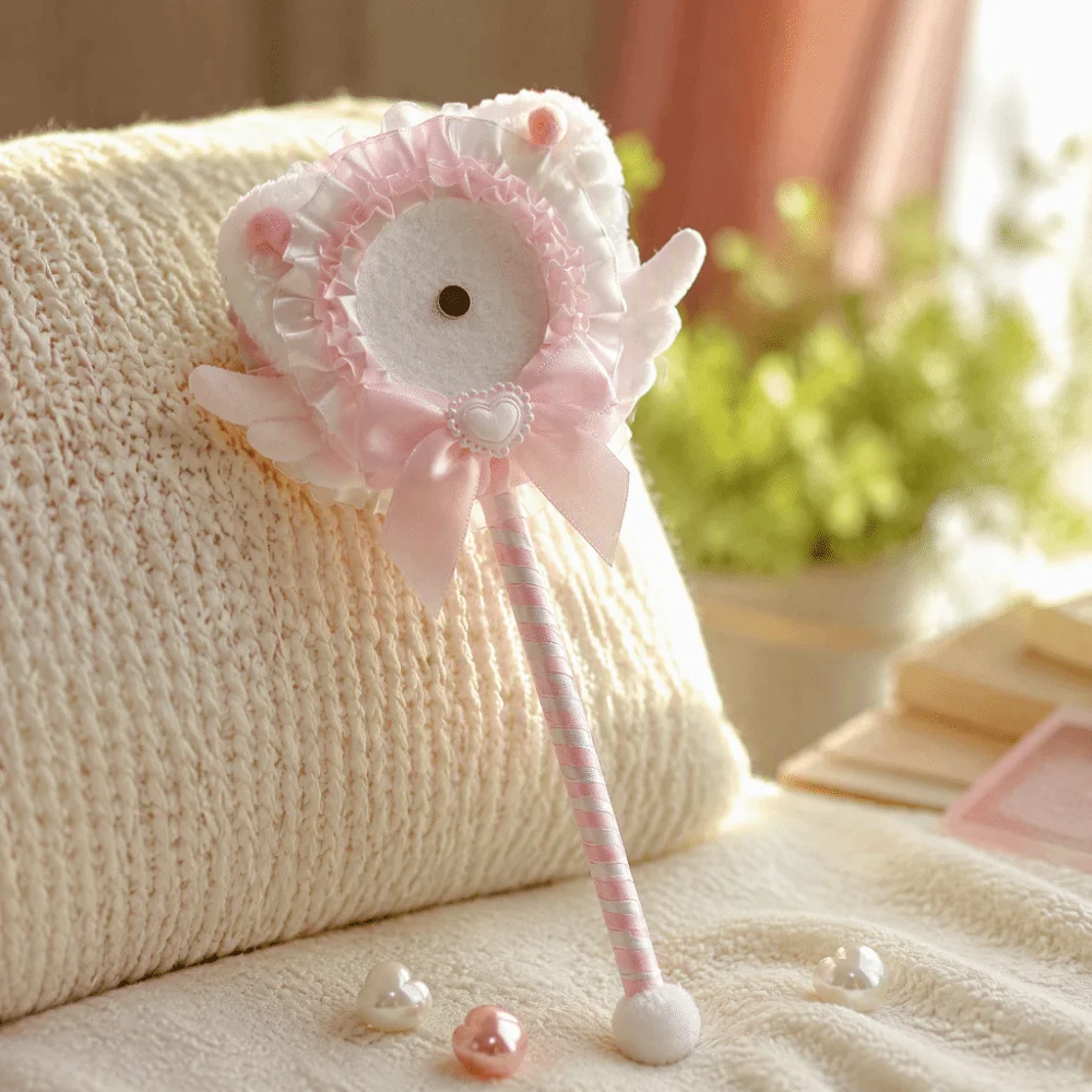 Cat Ears Magnetic Anime Badge Holder Love Heart Stars Badge Magic Wand Creative Ruffle Lace Badge Display Stick