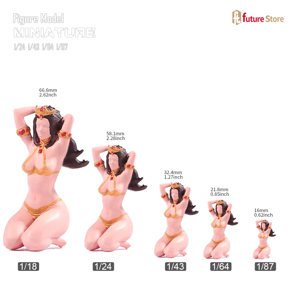 

Миниатюрная фигурка 1/87 1/64 1/43 1/24 1/18 Аниме Принцесса Бикини Девушка на коленях Мини-диорама Модель Креативная сцена Опора Декор для автомобилей