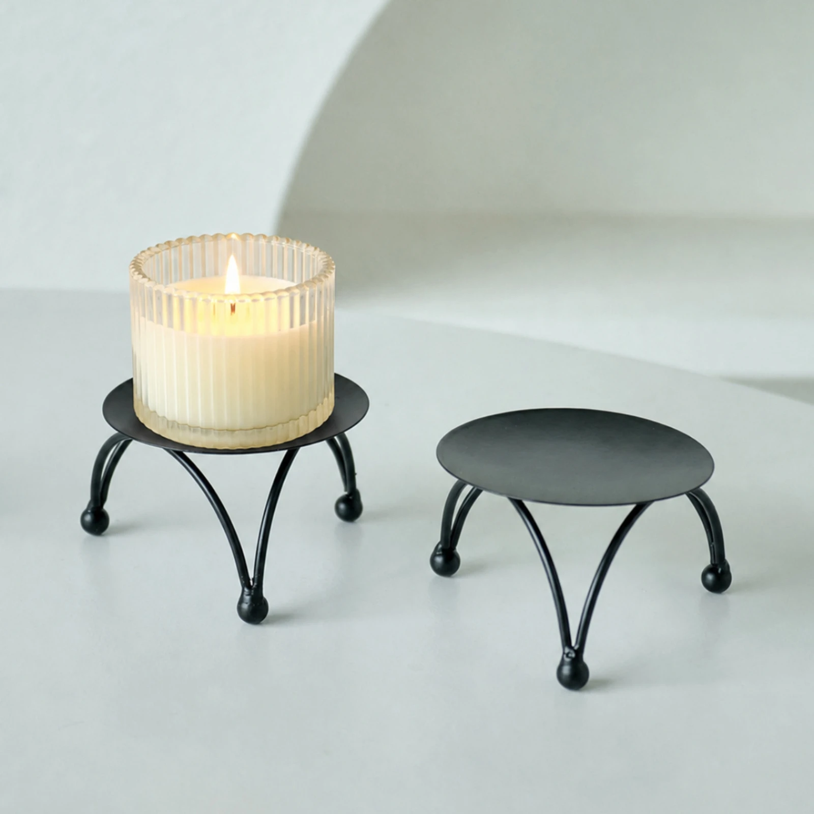 Candle Pedestal with Legs Decorative Pillar Candle Holder Pedestal Display Low-Height Candlestick Modern for Tabletop