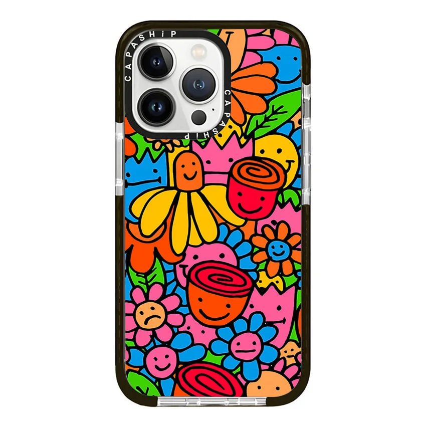 Sleeping Fox Colorful Flower Case For iPhone 15 14 13 12 11 Pro X XS XR Max 7 8 Plus SE 2020 2022 Soft TPU Shockproof Back Cover