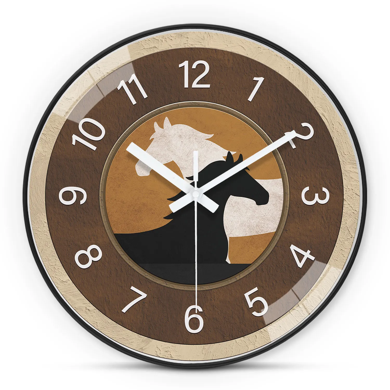 1 Brown Plastic Wall Clock, 8-12inch Round Silent Wall Clocks, Aa Battery-Powered Clock, Suitable for Living Room, Bedroom, Office, Study, Ideal as a Birthday Gift, Holiday Gift, Housewarming Gift, Commemorative Gift (Battery Not Included)