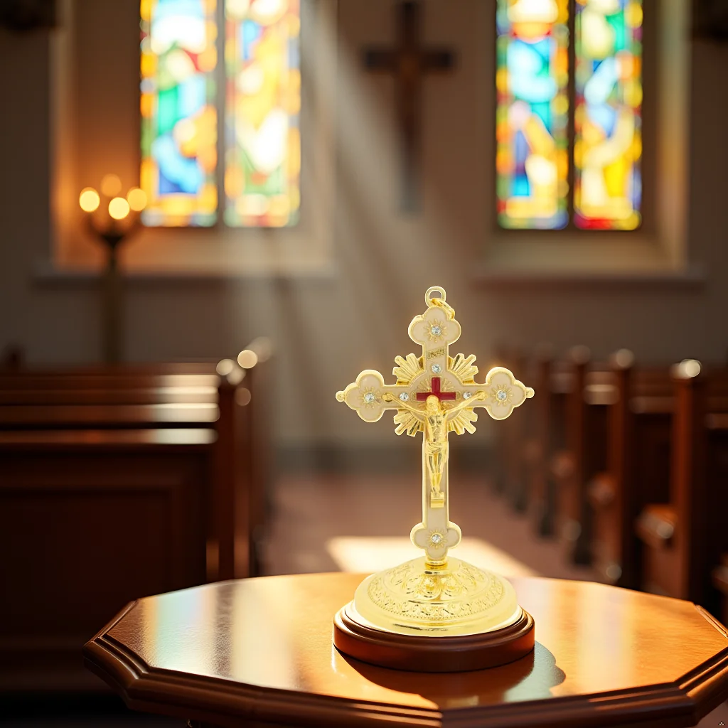 Catholic Cross with Jesus Crucifix Statue Vintage Catholic Jesus Cross with Stand Standing Crucifix for Church Decor Box Gift