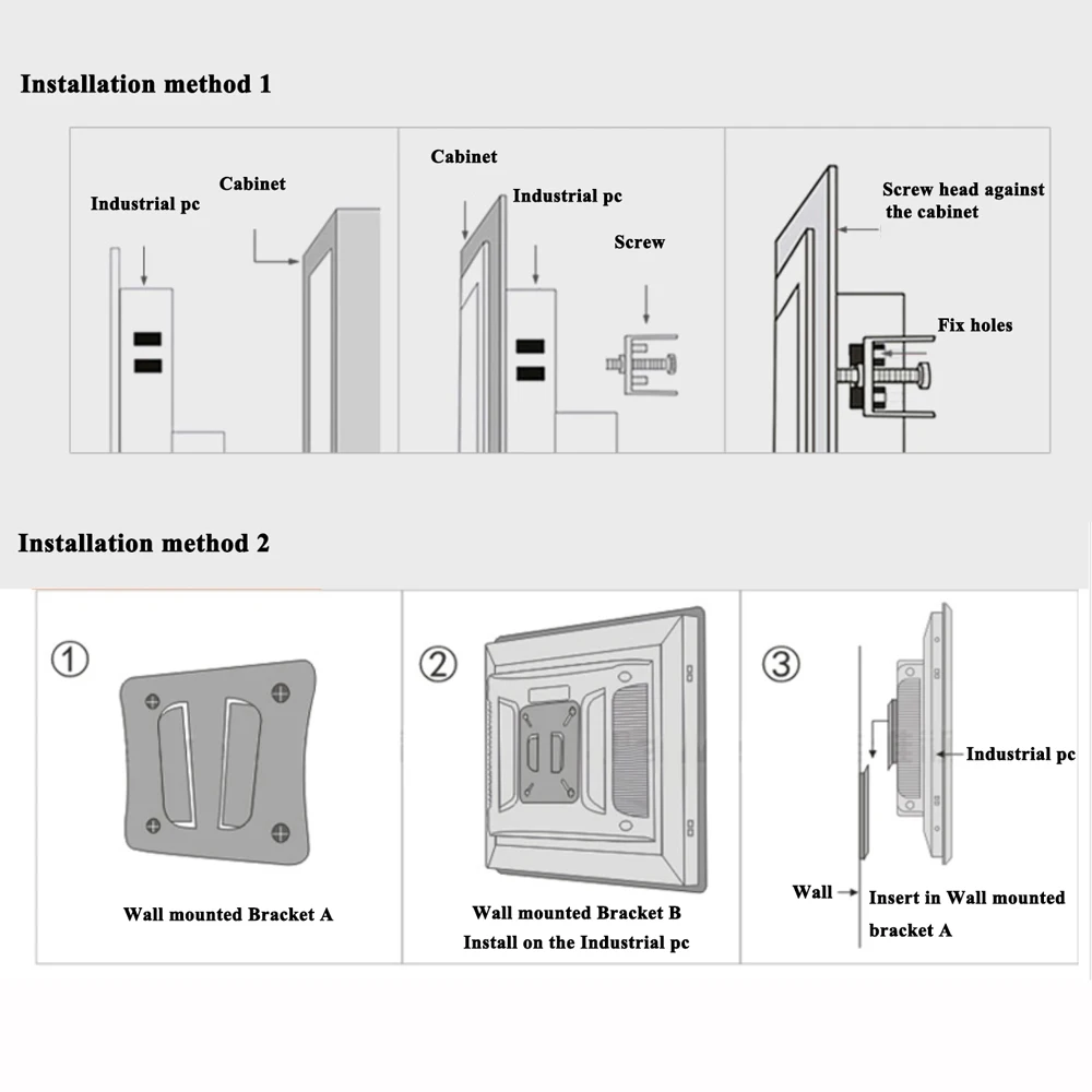 8 10.4 15 inch VESA Wall Embedded fanless resistive pcap touch screen industrial all in one pc