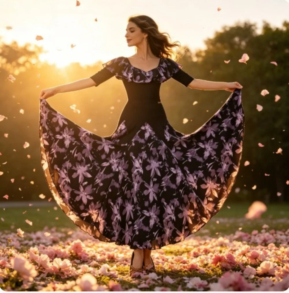 

Elegant Latin Dance Costume, Skirt Outfit forDancers, Perfect for Social Dance Competition Stage Performance & Prom Occasions