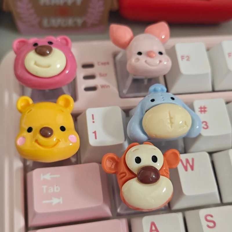 ديزني بوه الدب الغريبة الكرتون لوحة المفاتيح الميكانيكية Keycap فتاة Eeyore Lotso Kawaii أنيمي الخنزير الصغير Keycap لعبة PBT لطيف Keycap هدية