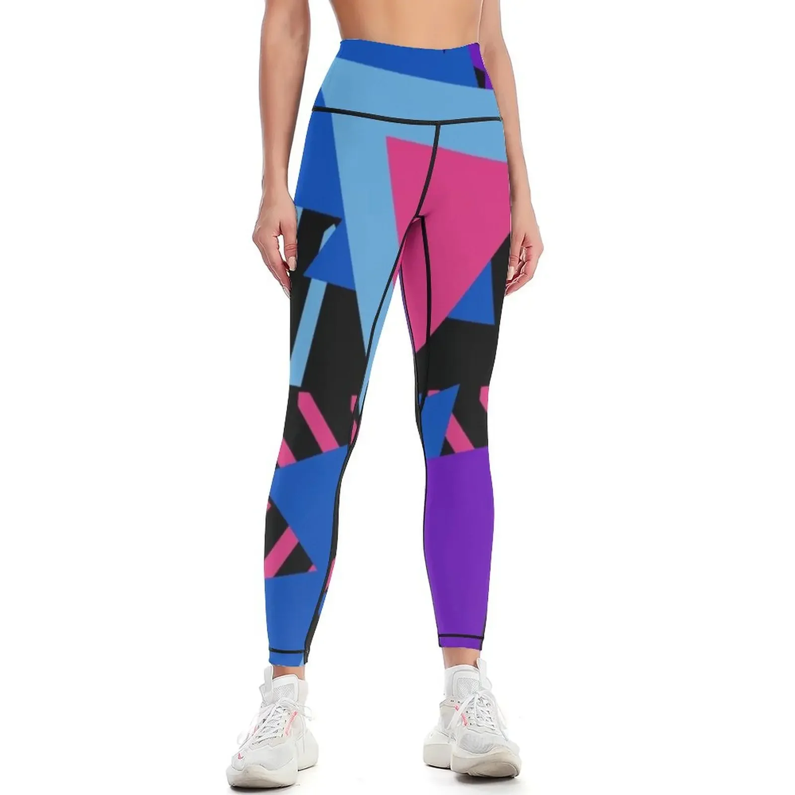 Memphispattern in Eighties Fashion Funky Hipster Art, Decorative Fabric for Upholstery and Home Accents blue pink purpl Leggings