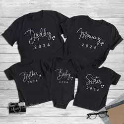 Família Combinando Camisas de Algodão, Pai Mãe Kids Tees, Engraçado Família Look Outfits, Papai, Mamãe, Irmão, Irmã, Bebê, Novo, 2024