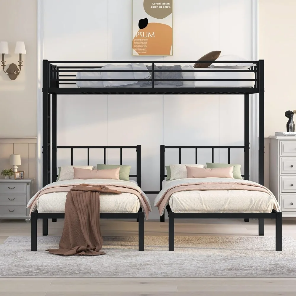 Triple Bunk Beds for Kids,Heavy Duty Metal Frame,Can Be Divided Into 3 Twin Bed,Twin Over Twin Bunk Beds for 3