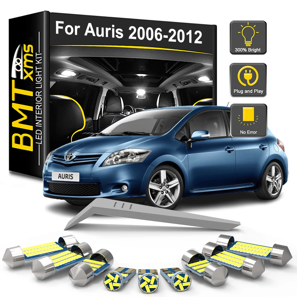 BMTxms 11Pcs Canbus LED Interior Light Bulb Kit For Toyota Auris E15 2006 2007 2008 2009 2010 2011 2012 Car Reading Trunk Lamp