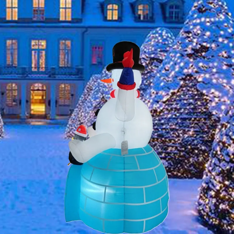 1.8m/5.9FT Christmas Decor Inflatable Snowman Penguin Build-in LED Lights Indoor Ornament Xmas Party Outdoor Prop Decoration