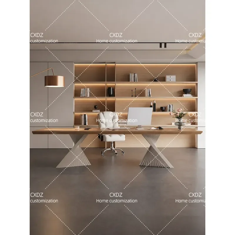 Ji Gift High-end Atmospheric Boss Office Desk Chair Cabinet Combination Solid Wood Computer Desk Small Home Desk New High-end