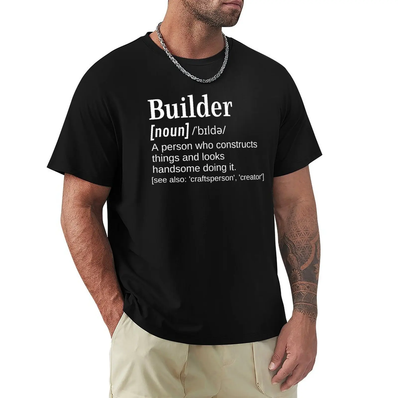 Handsome Builder Funny Definition Gift for Builders, Bricklayers and DIY Enthusiasts T-Shirt man t shirts for men casual T-Shirt