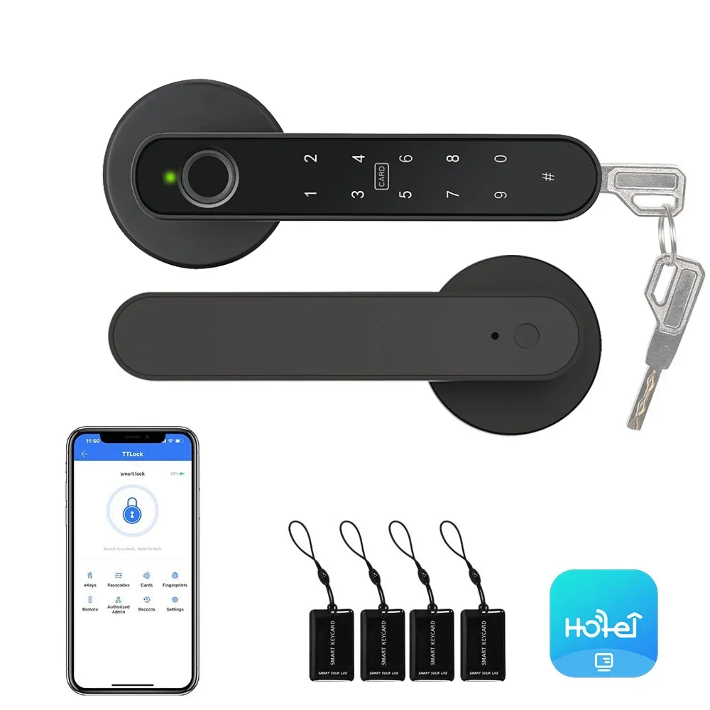 Aluminum Alloy Fingerprint Door Lock Smart Home Security Cloud Enabled Tuya App Control Fingerprint Password Key Card for