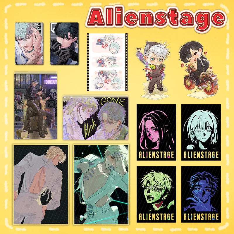 13 pçs anime alien estágio mizi seu ivan até cosplay acrílico suporte modelo placa tijolos acrílicos pvc cartão de crachá de papel colorido