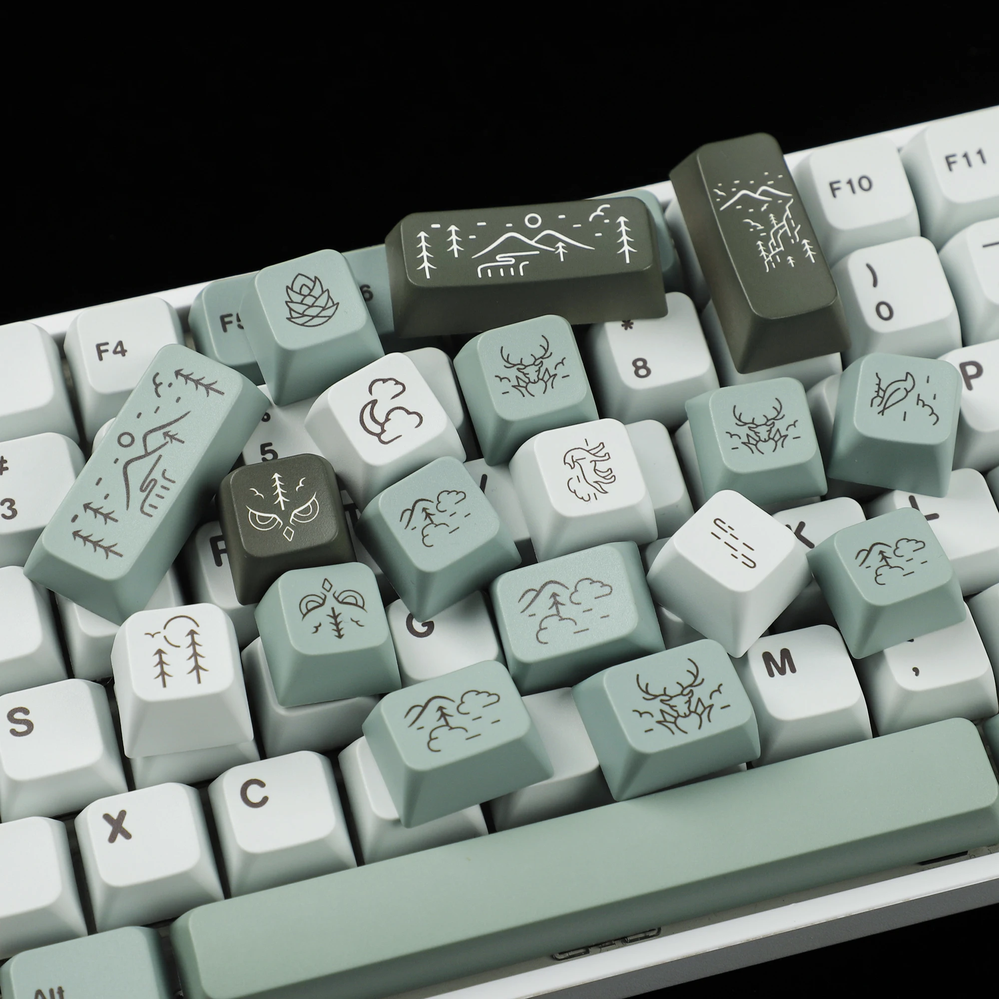 141 Dense Fog MDA Profile Dye Sub Keycaps Ergonomic Thick PBT Keycap Set For TKL 61 64 68 75 87 96 104 GMMK MX Keyboard