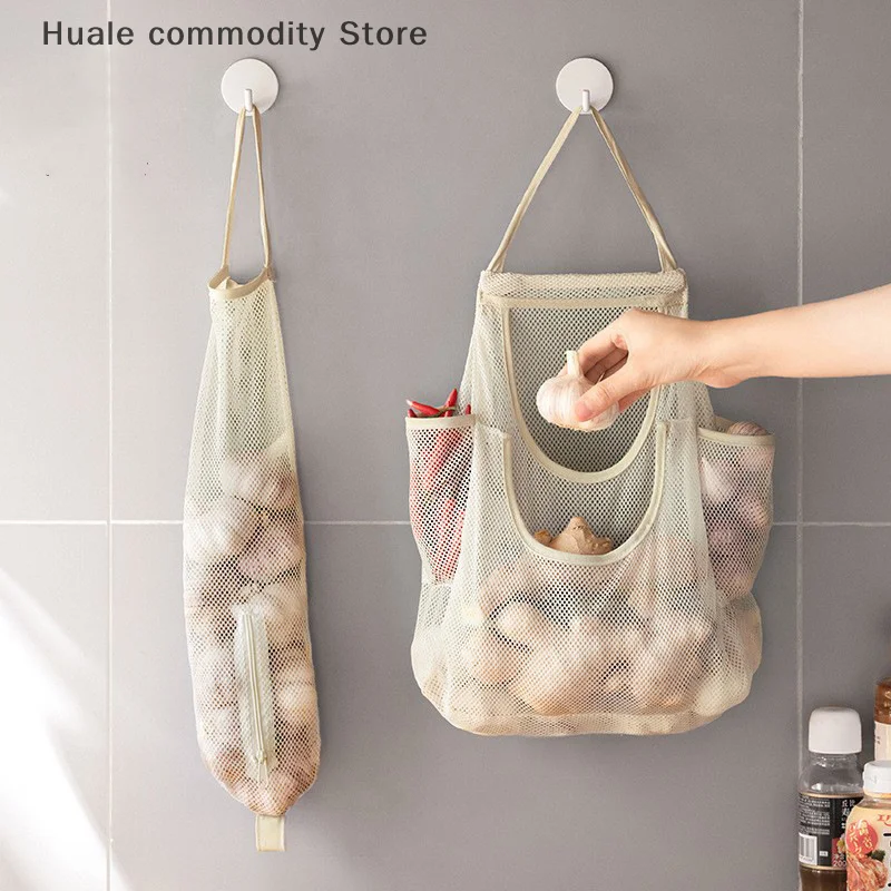Mesh Pocket Storage Bag Kitchen Household Sundries Hanging Bag Large-capacity Storage Mesh Bag