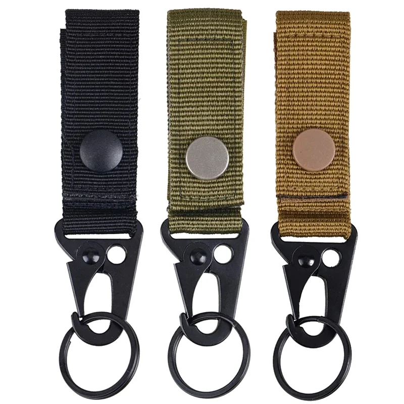 Tactical Keychain Molle Key Holder Nylon Molle Webbing Backpack Hanging Keychain Hook with Metal Snap Key Ring Holder