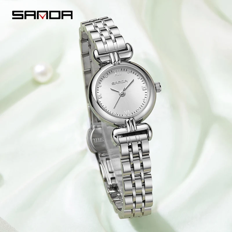 SANDA 1126 New Luxury Brand Lady Crystal Watch Women Dress Fashion Rose Gold Quartz Watches Female Stainless Steel Wristwatches