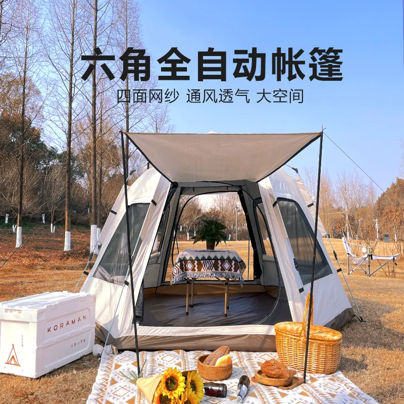 Automatic Hex Camping Tent, Waterproof Outdoor Portable Tent for Hiking Park
