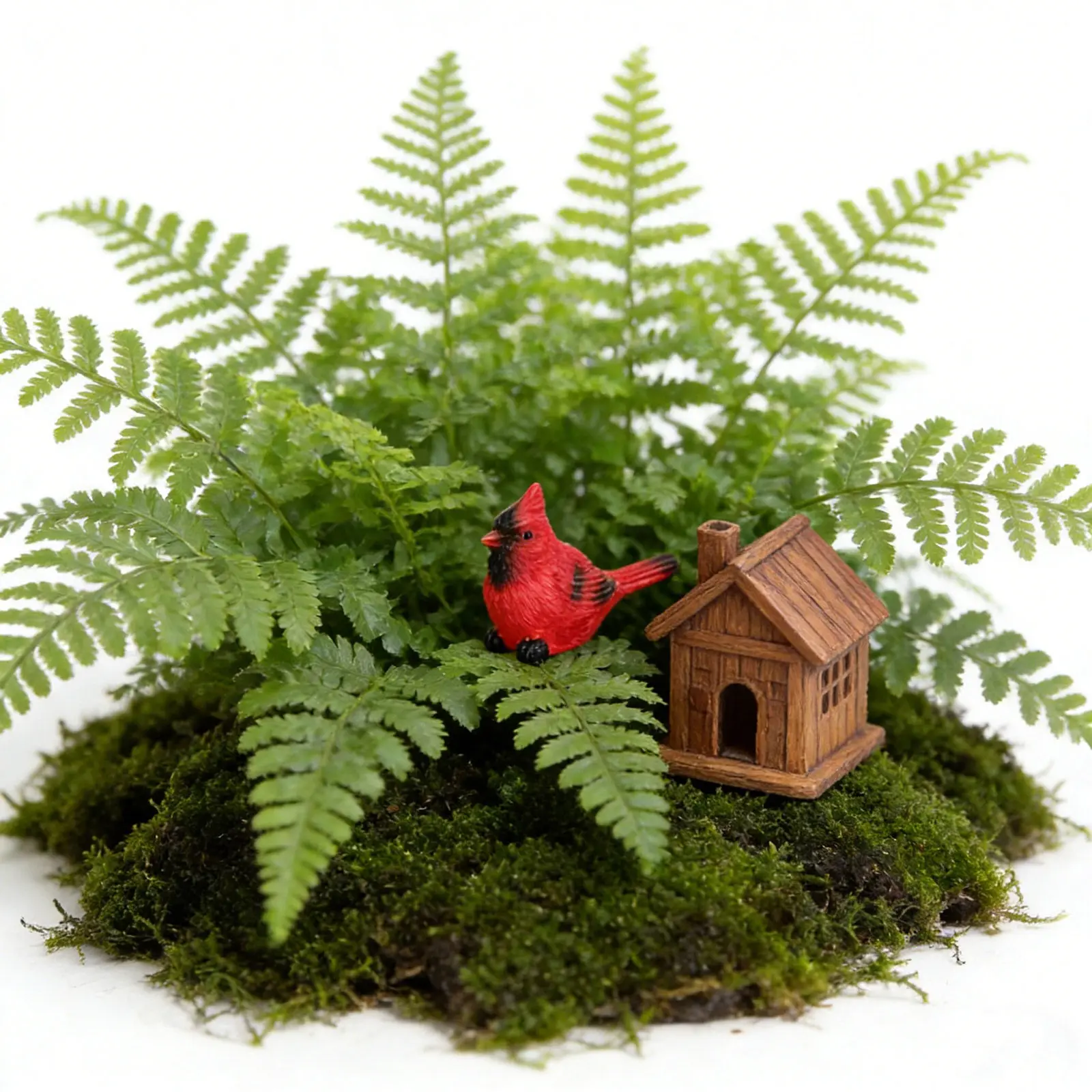 6Pcs Cardinal Bird Resin Miniatures Artificial Realistic Birds for Mini Bonsai Terrariums Fairy Garden Plant Pots Natural