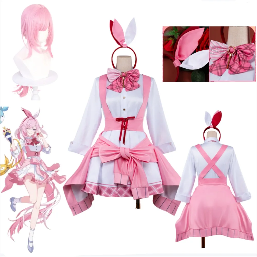 

Honkai Impact 3rd Elysia Don Quijote Collaboration Cafe Maid Cosplay Costume Pink Cute Dress Hair Accessories Comic Con Outfit