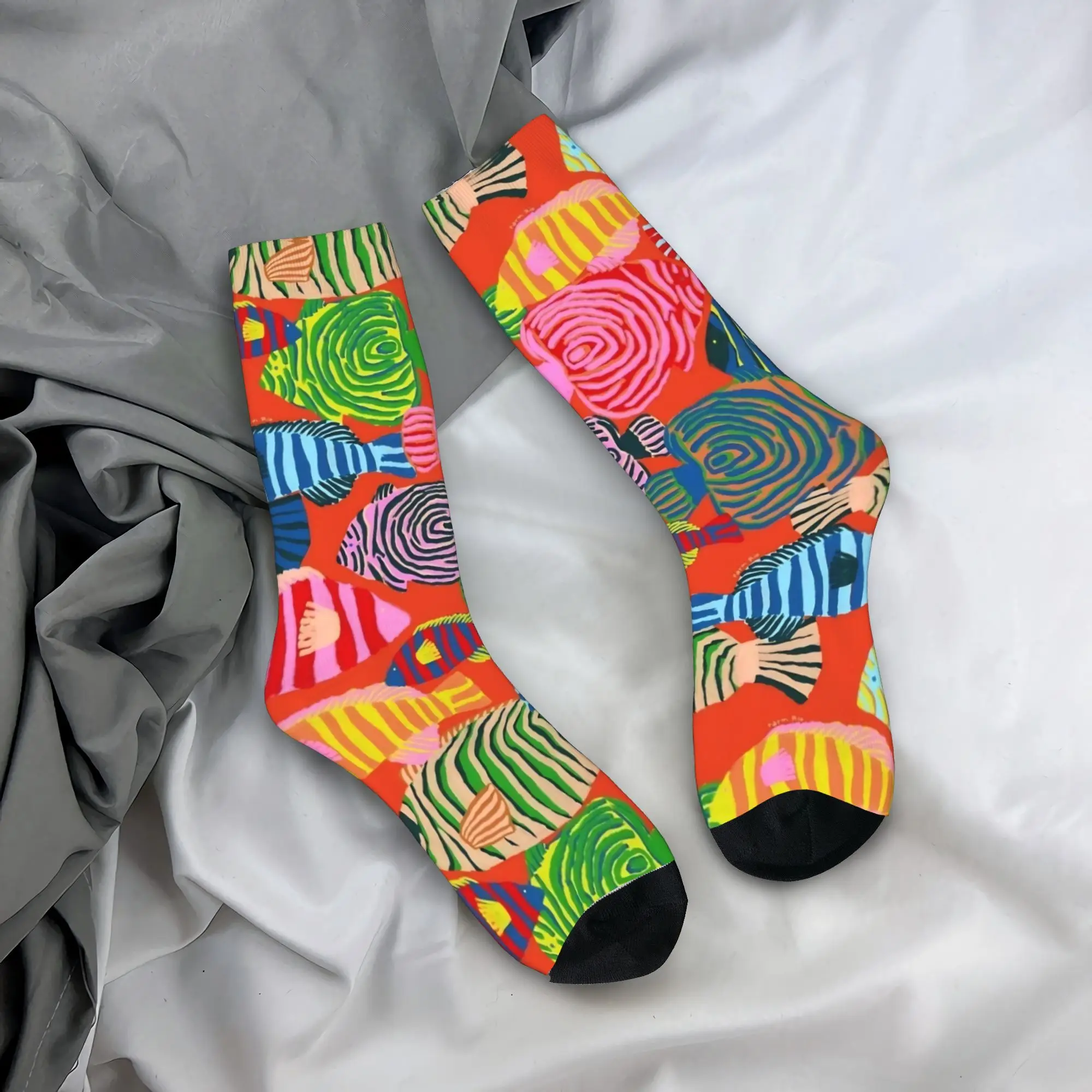 Fish Bait Socks Colorful Printed Fish Fishing Pattern Graphic Stockings Anti Skid Couple Socks Autumn Funny Skateboard Socks