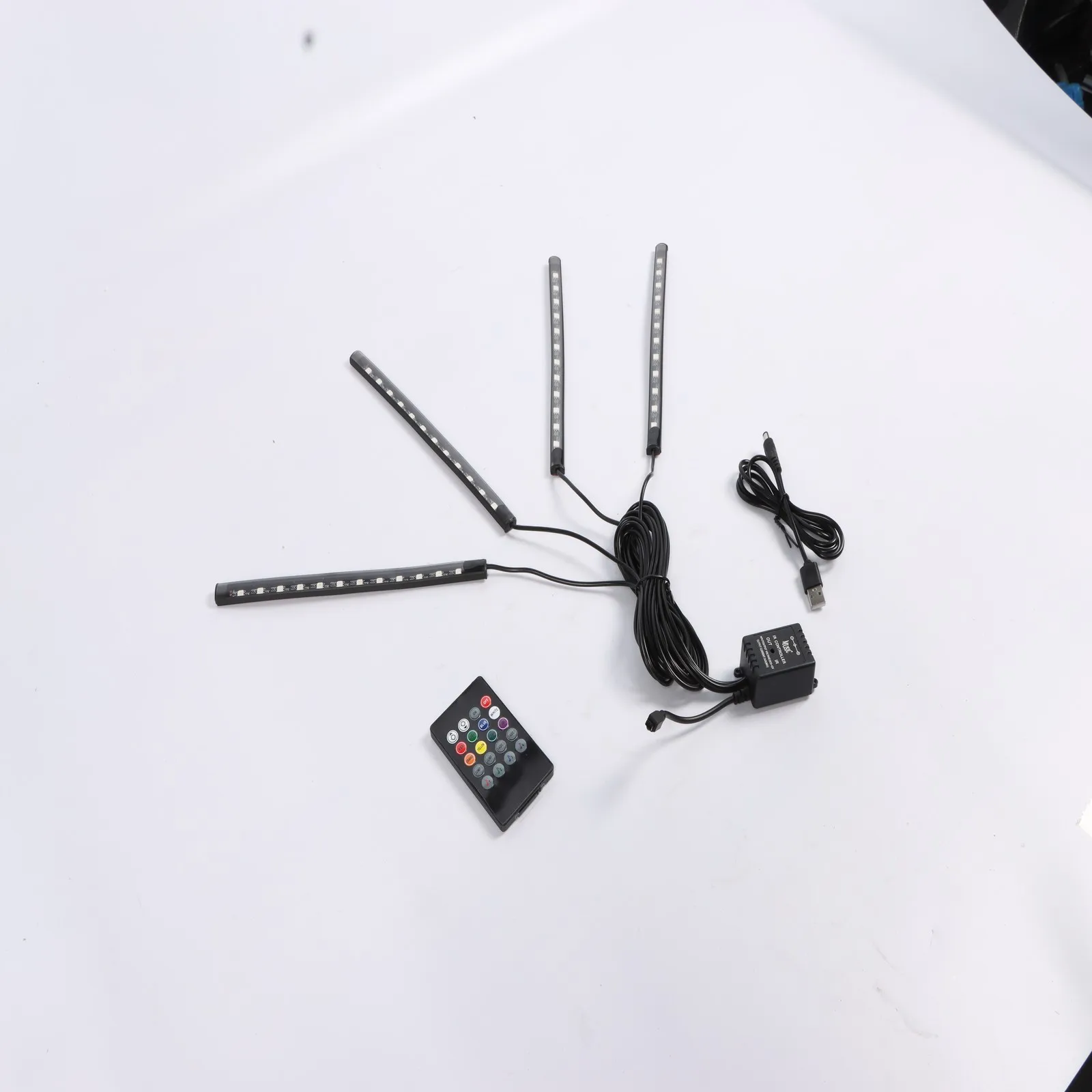 

Комплект светодиодных лент RGB для автомобиля, мотоцикла, квадроцикла, 48 светодиодов, 5050 SMD, 12 В, USB-пульт дистанционного управления, голосовое управление